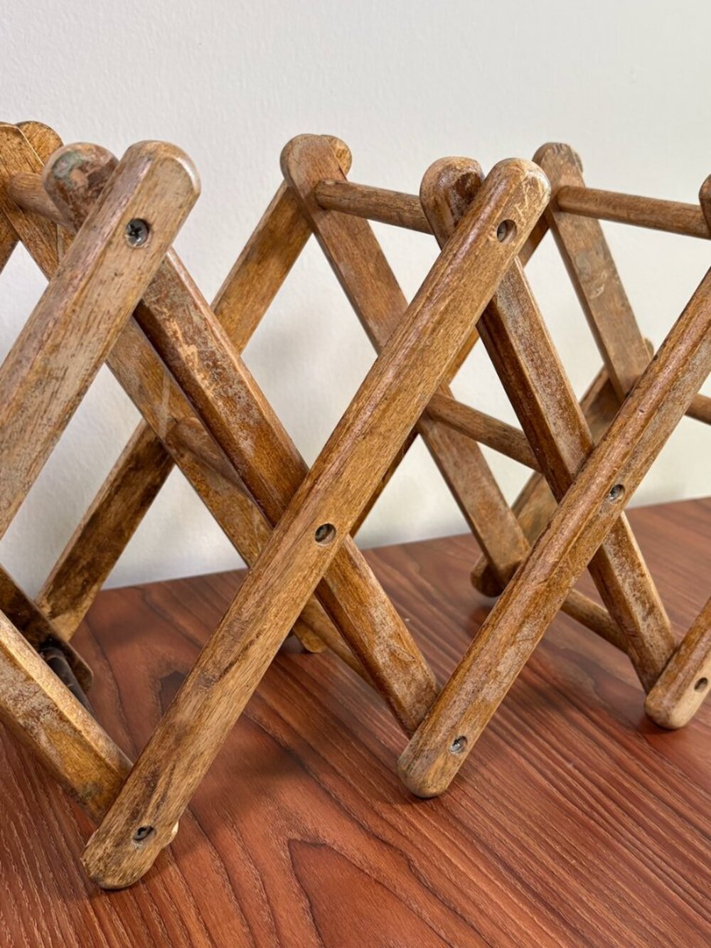 Vintage Accordion Wooden Wine Rack